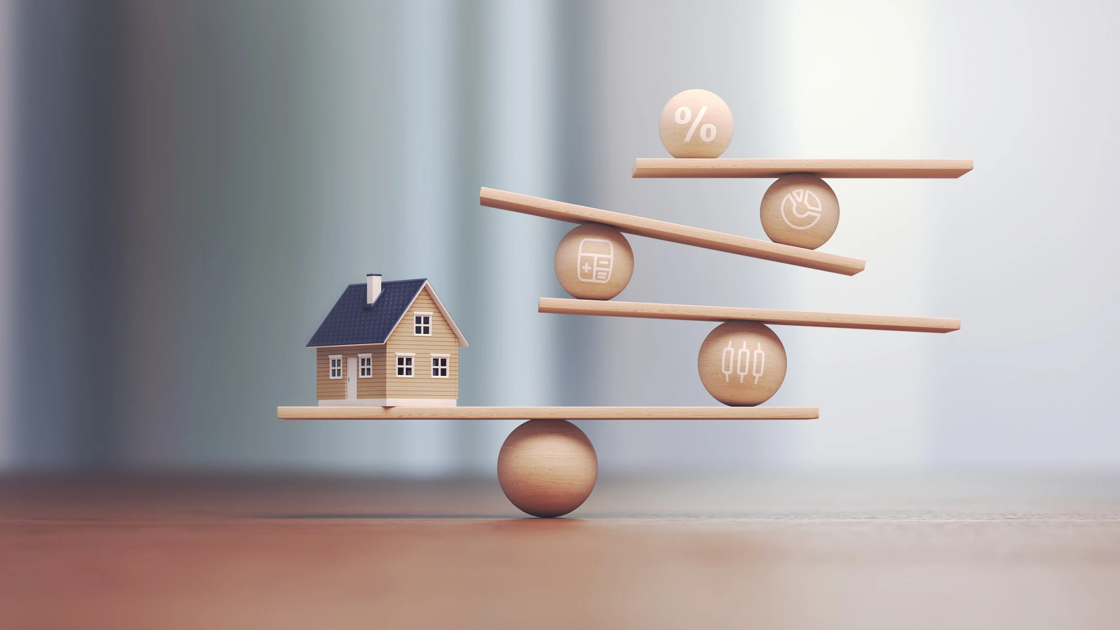 real estate trading wooden balance scale